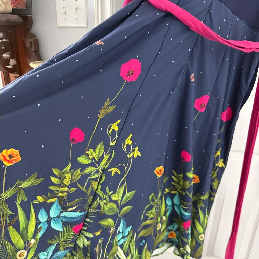 Floral Navy and Pink Women's Dress - Picture 7 of 8